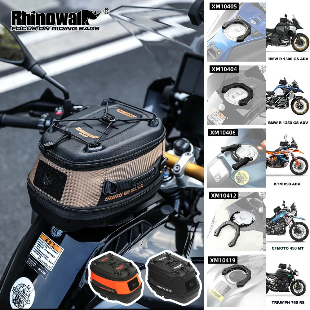 Rhinowalk Motorcycle Magnetic Tank Bag 6.5L Quick Release Expandable Anti-theft Motor Luggage Fit For BMW KTM CFMOTO Triumph