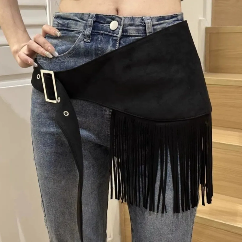 Versatile Vintage Tassel Waist Belt Solid Color Triangle Dress Belt Cowboy Style Waist Cover for Women