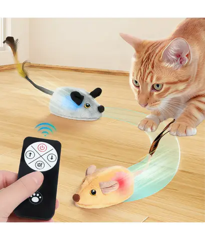 Automatische Sensing Moving Maus Interaktive Katze Spielzeug Elektronische Fernbedienung Quietschende Katze Spielzeug Für Kätzchen USB Aufladbare Haustier Plüsch Spielzeug