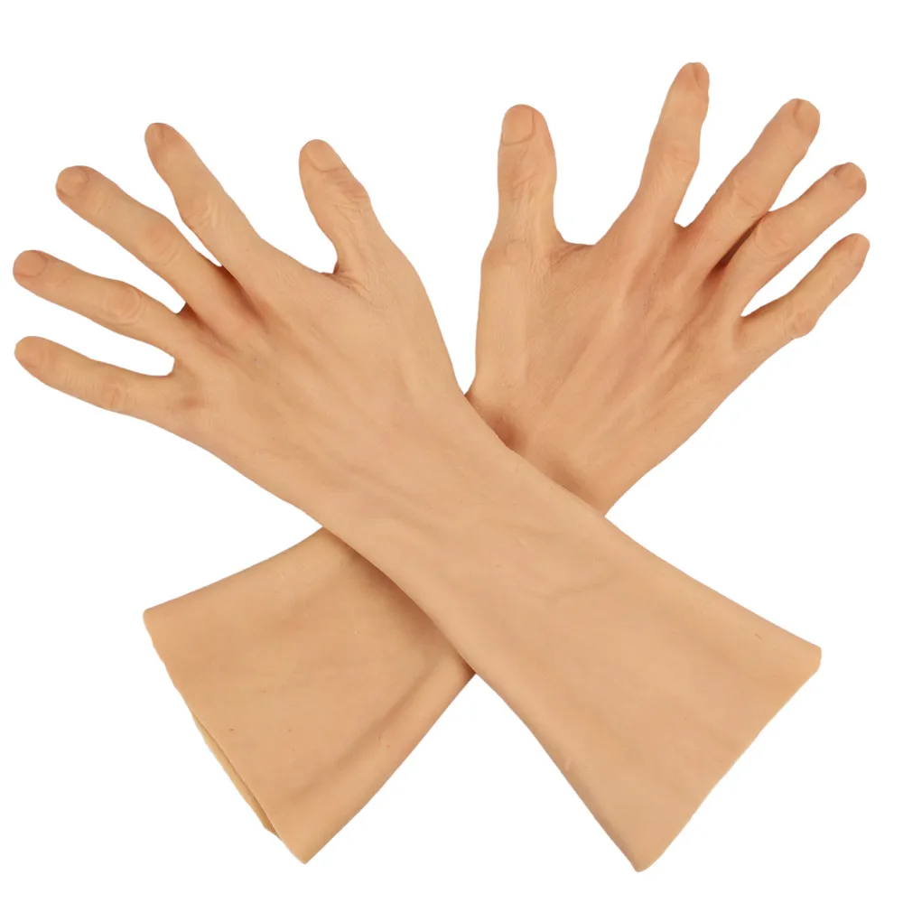 Know U Artificial Silicone Realistic Hand Gloves With Real Skin Texture Skin Old People Super Elastic Prosthetic Hand