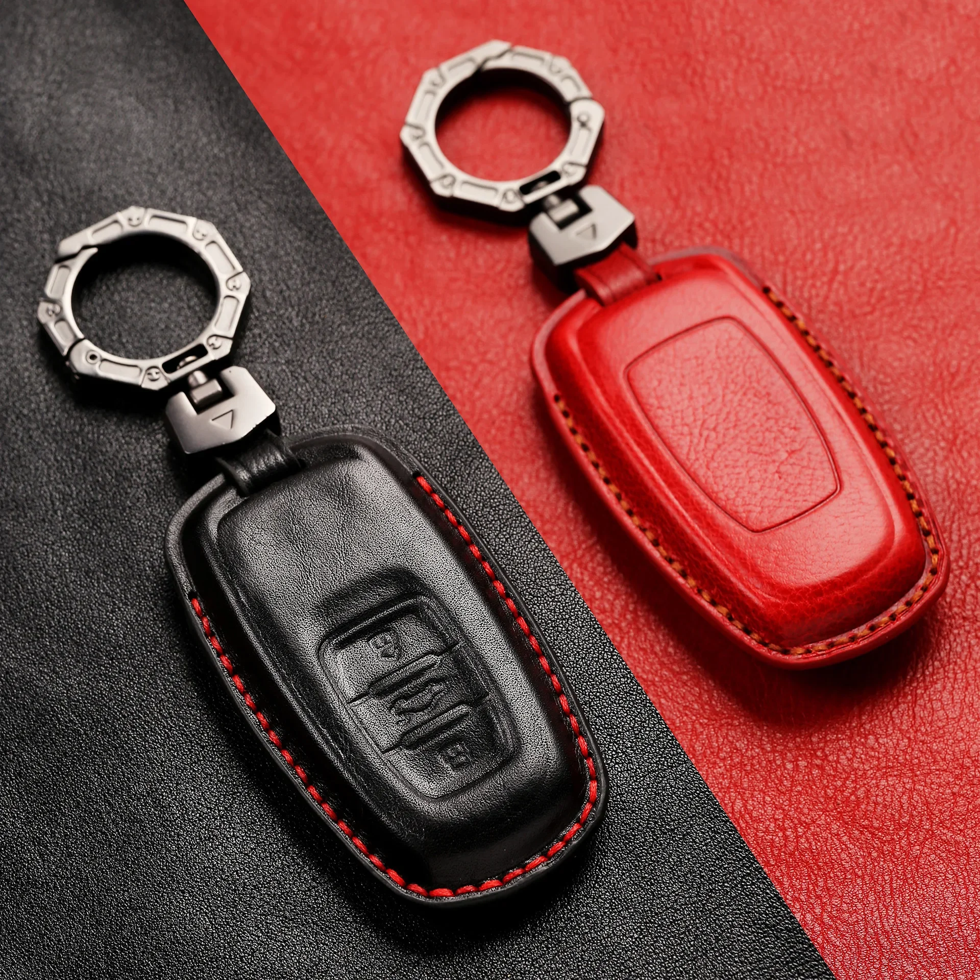 

1pc Smart Key Cover Fob Case Car Keyring 3 Buttons Holder Shell For Volkswagen VW Touareg 2010-2018 Genuine Leather Accessories