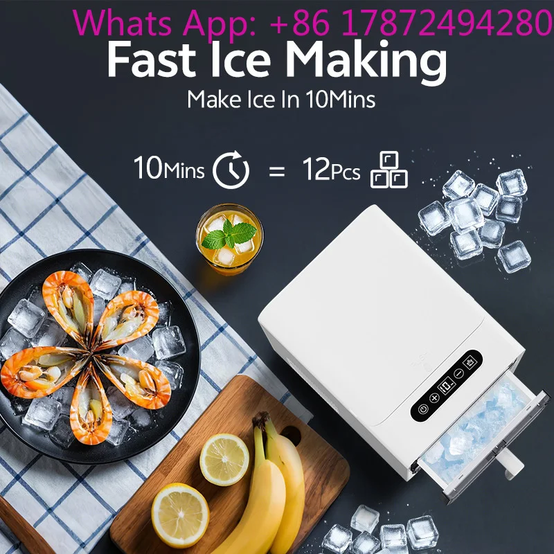 Countertop Ice Maker 15KG/DAY Self-Cleaning Portable Ice Maker Home Ice Maker 12PCS/Batch Capacity 220V 120W