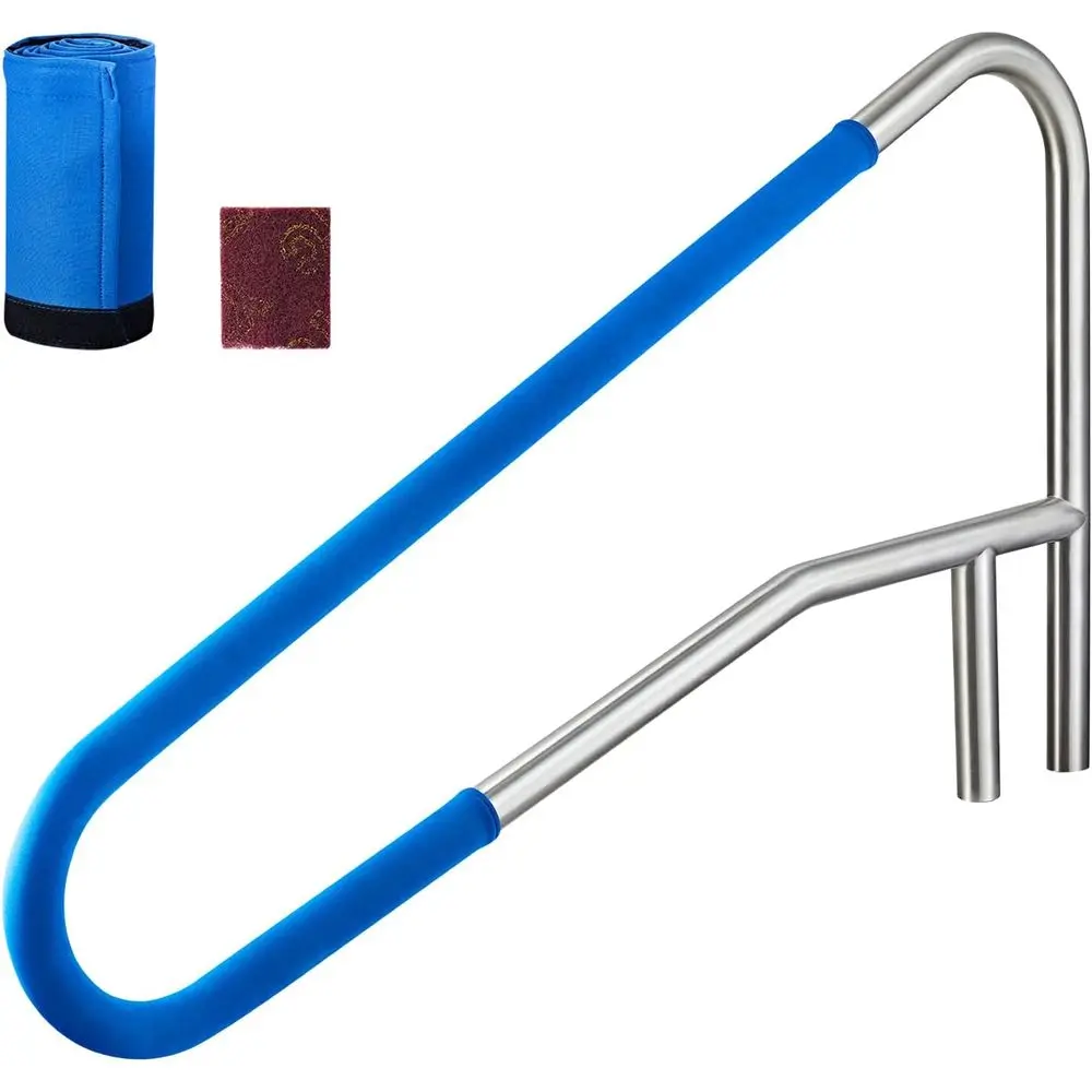 Barandilla de piscina de acero inoxidable 304 de alta resistencia de 54 x 32 pulgadas, con funda antideslizante desmontable, para montaje empotrado o en base, para piscina, junto al agua.