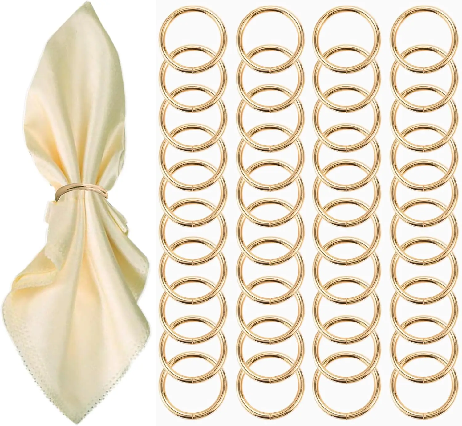 

Gold Napkin Rings - 40 Pcs Stainless Steel Napkin Rings for Wedding Christmas Party Dinner Table Setting