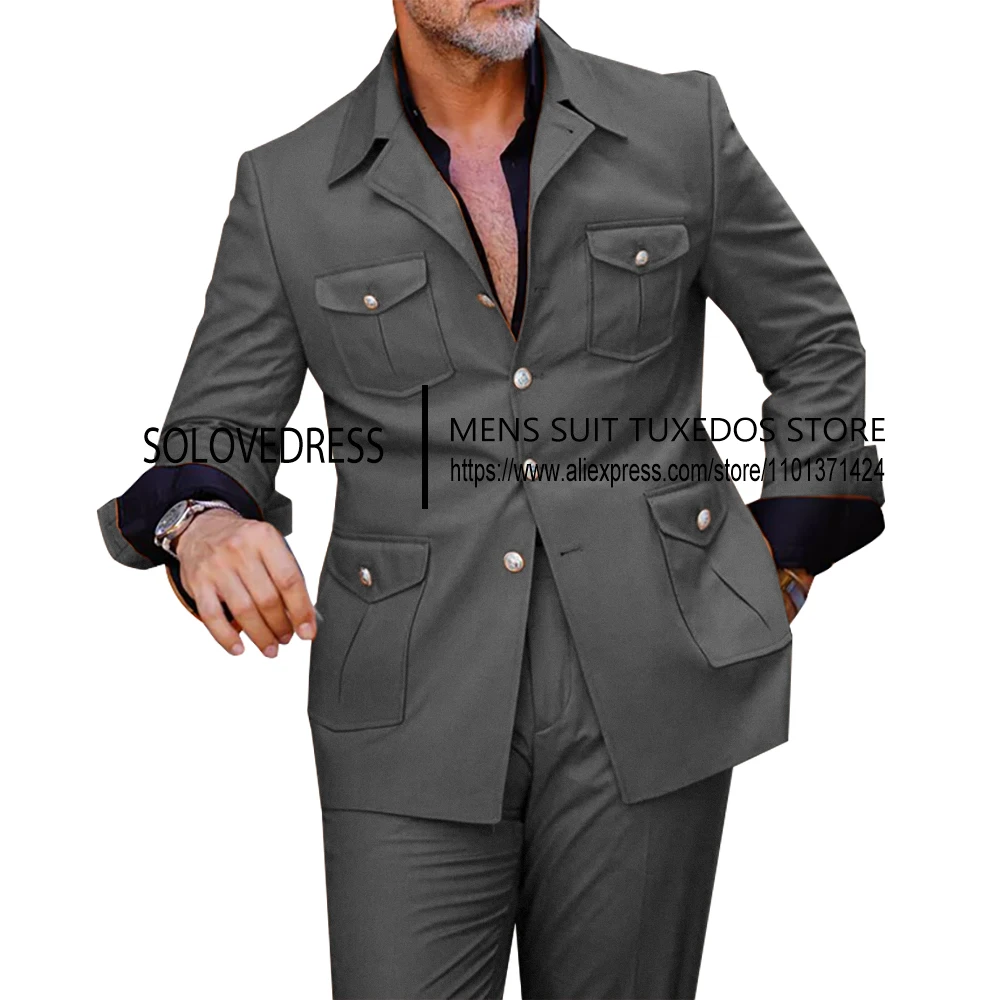 2 ชิ้นชาย SLIM FIT SINGLE Breasted ผู้ชายสไตล์ธุรกิจ 2 ชิ้นชายชุดแต่งงาน (เสื้อ + ชุด)