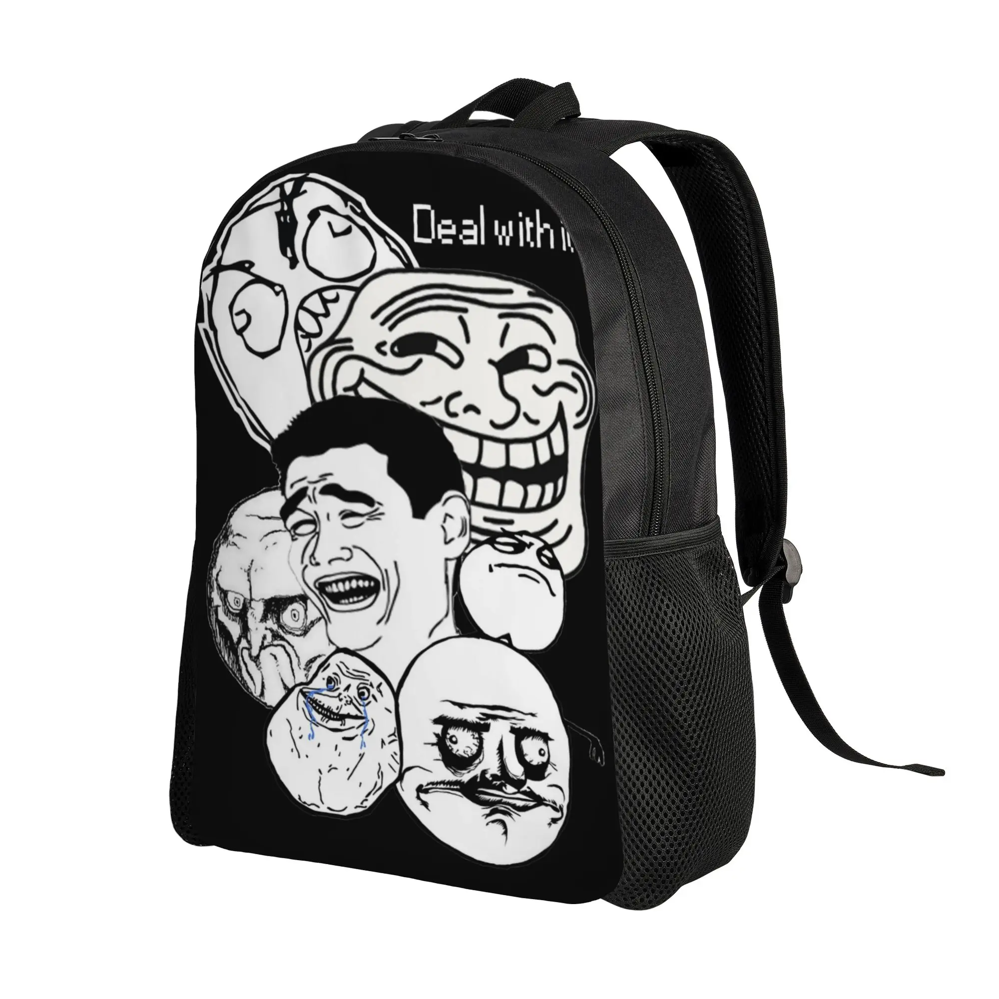Trollface Meme Rage Comic Funny Troll Joke Internet Backpack Boy  Breathable Backpacks Funny High School Bags Travel Rucksack