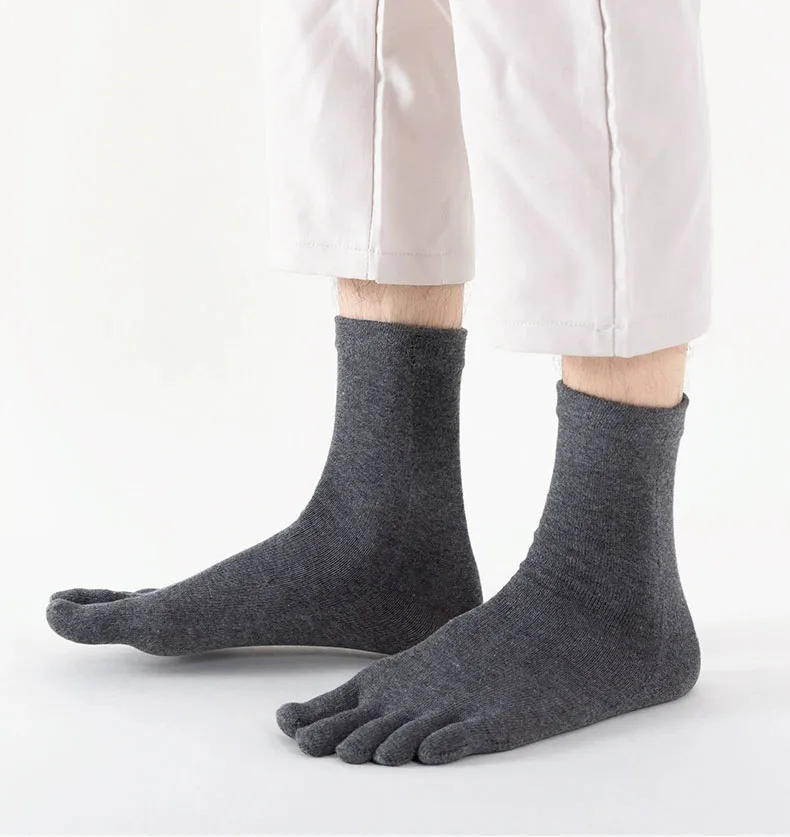 Five Finger Socks Men's Pure Cotton Five Toe Socks Sweat Absorbing Mid Tube Split Toe Socks Toe Socks For Men