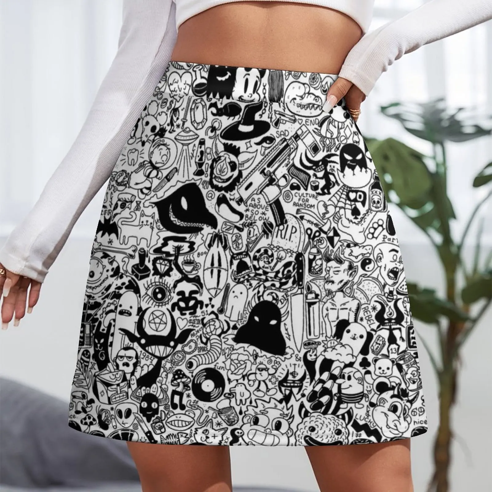 Doodle tile Mini Skirt Kawaii women's clothing korea stylish