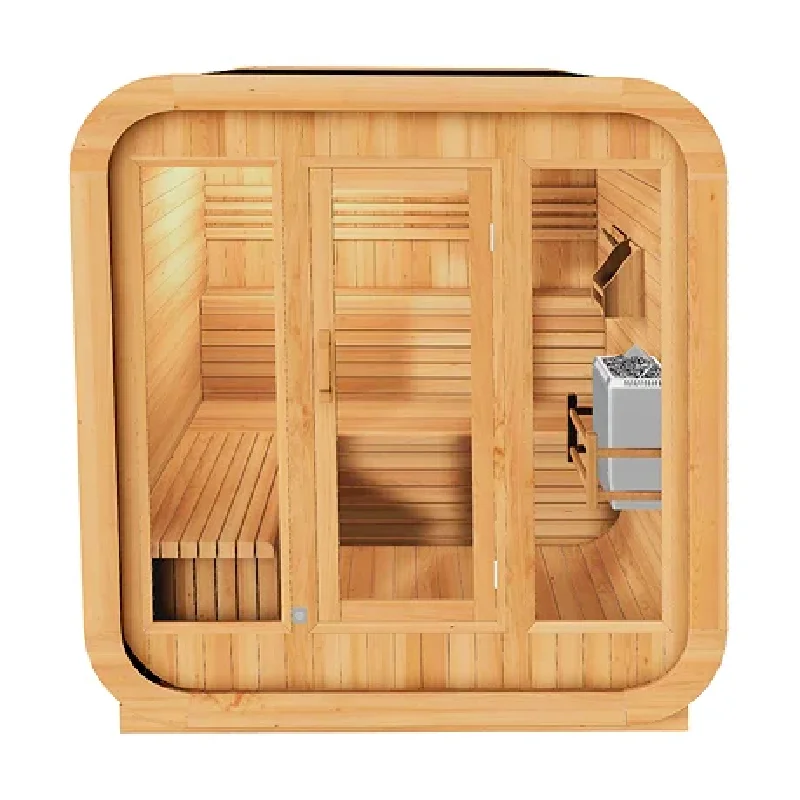 Traditional Steam Sauna, Electric stove, 4 Person Red Cedar / Hemlock Outdoor Cube Sauna