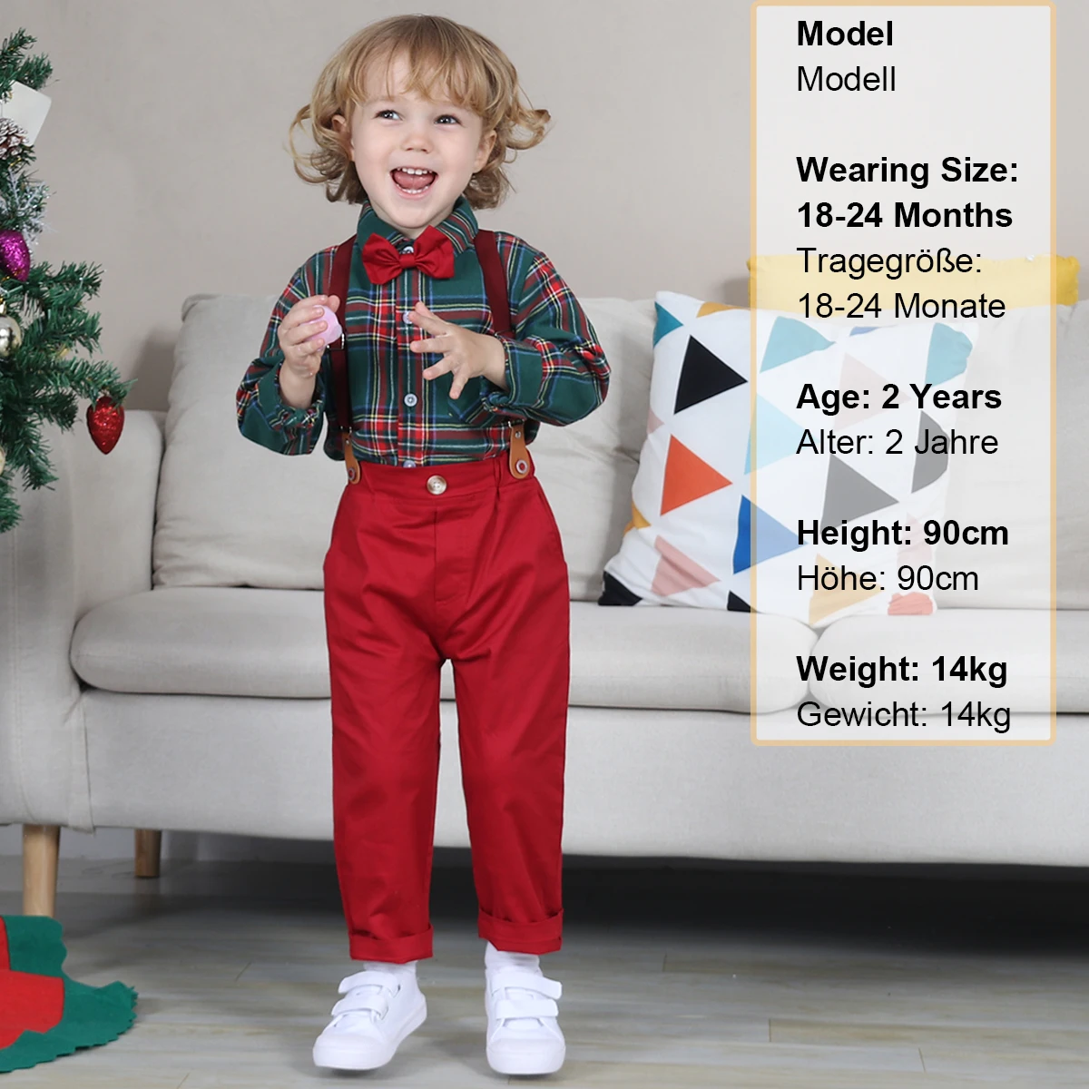 Baby Christmas Outfit Boy Kids Gentleman Formal Suit Toddler Suspenders Clothing Set Infant Party Dress Shirt