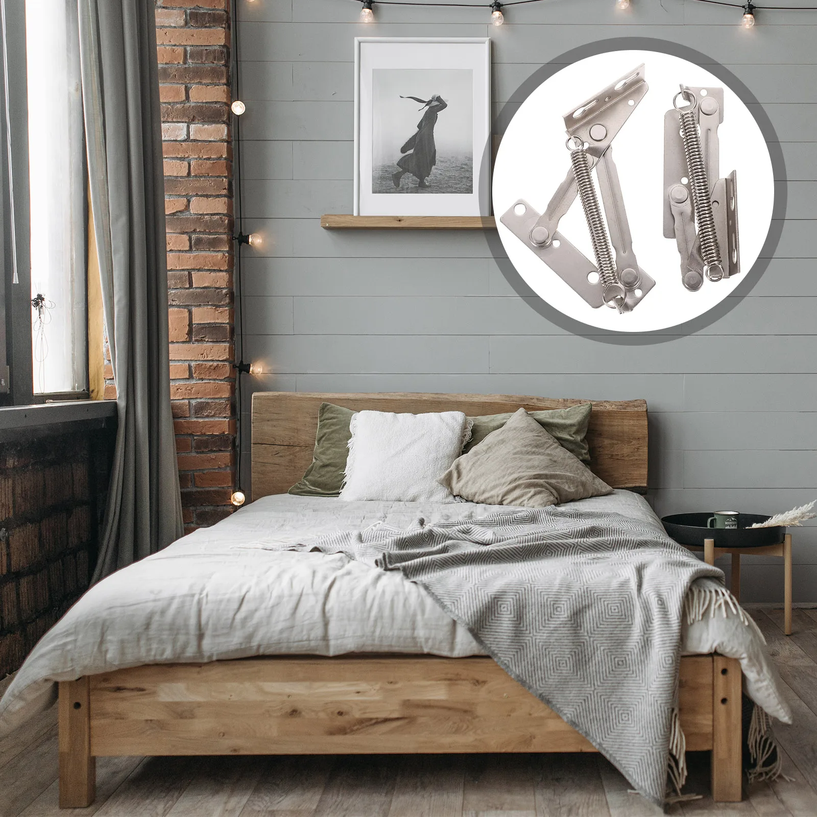 

1 Pair Spring Hinge Nickel Plated Steel Folding Bed Hinge For Cabinet Door Lid Support Drop Leaf Hinges Hidden Self Closing