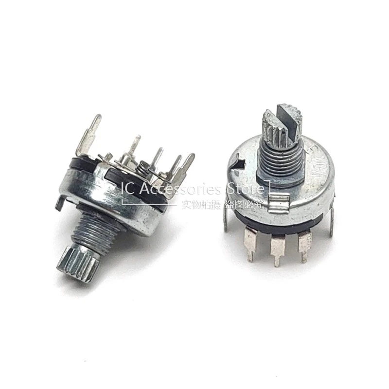 10PCS RV17 B10K 5 Pin With Switch Potentiometer Short Handle 10mm Outer Diameter 17mm Single Link Bent Foot With Switch