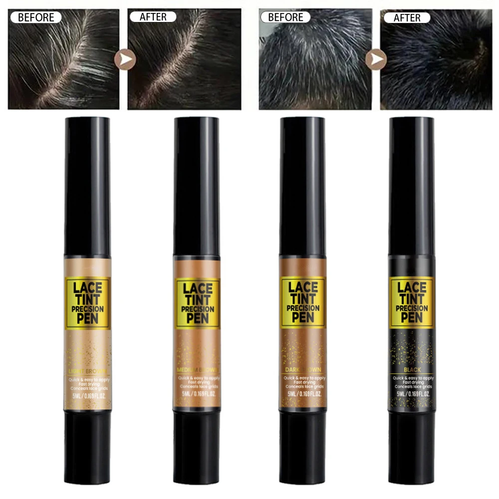 Lace Tint Pen 5Ml For Seamless Wig Long Lasting Conceals Lace Pen For Natural Wig 1Pcs Dark Brown Middle Brown Wig Accessories