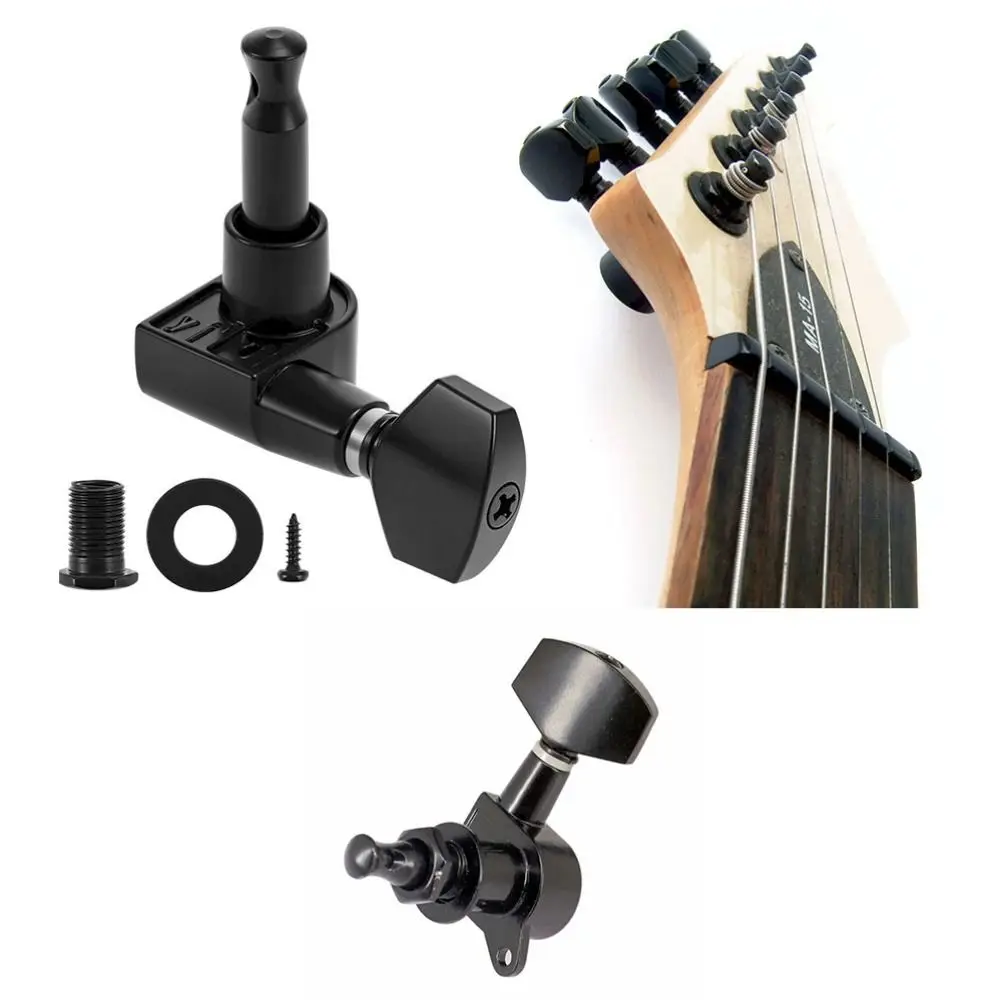 6pcs Metal Sealed Guitar String Pegs Machine Heads Locking Tuners Machine Head Tuners Keys 3L 3R Totally Closed