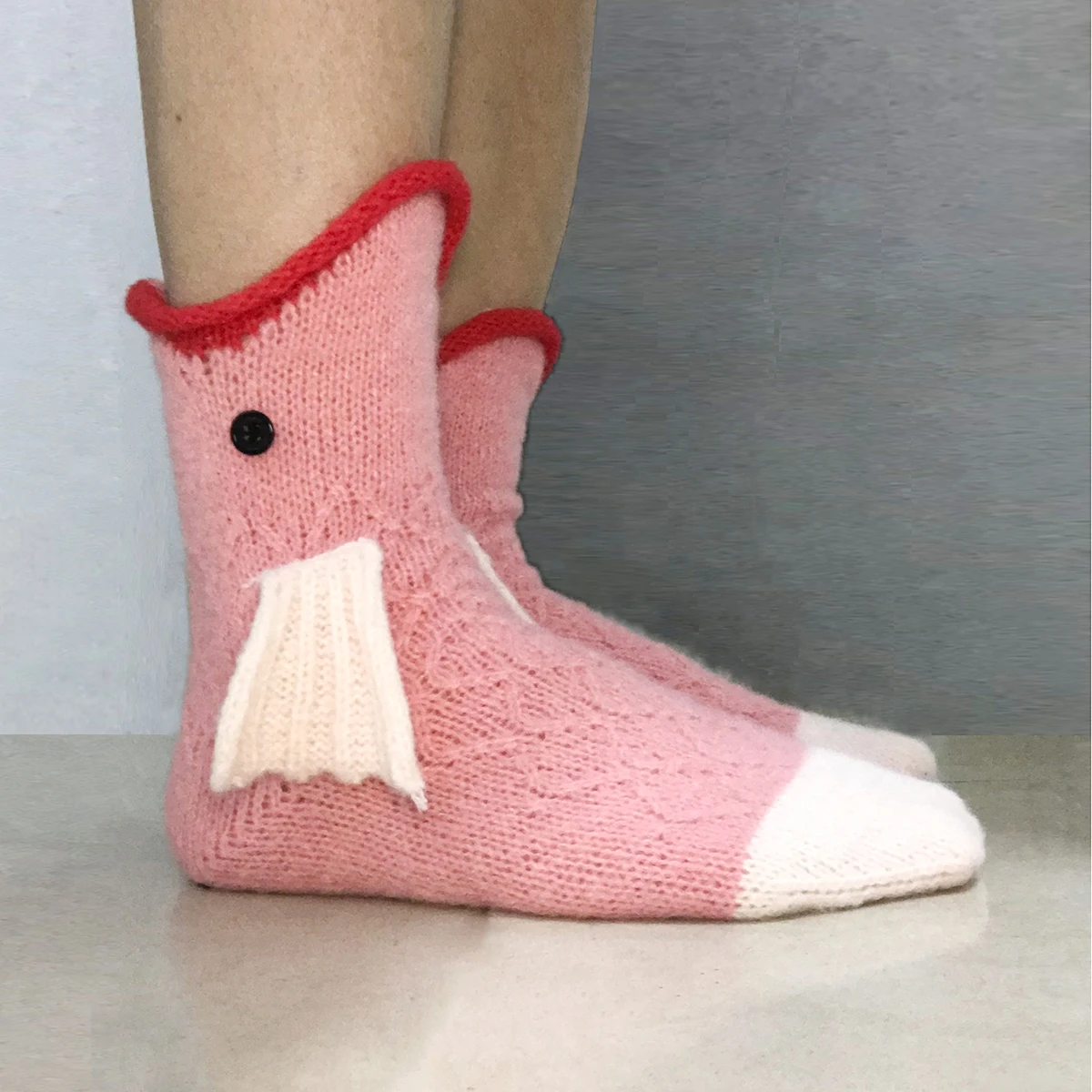 

Unisex Christmas Red Carp Hand-Knitted Socks Warm 3D Cartoon Design Winter Fashion Cozy Woolen Socks