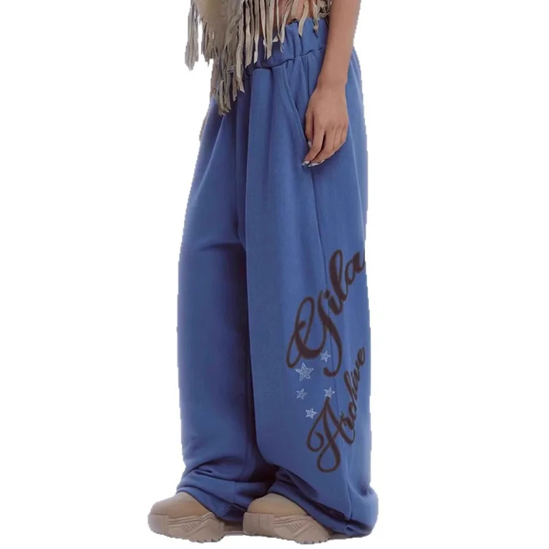 

Fashion Letter Casual Pants for Women in Autumn 2025 Star Studded Loose and Versatile Sweatpants Female Clothing