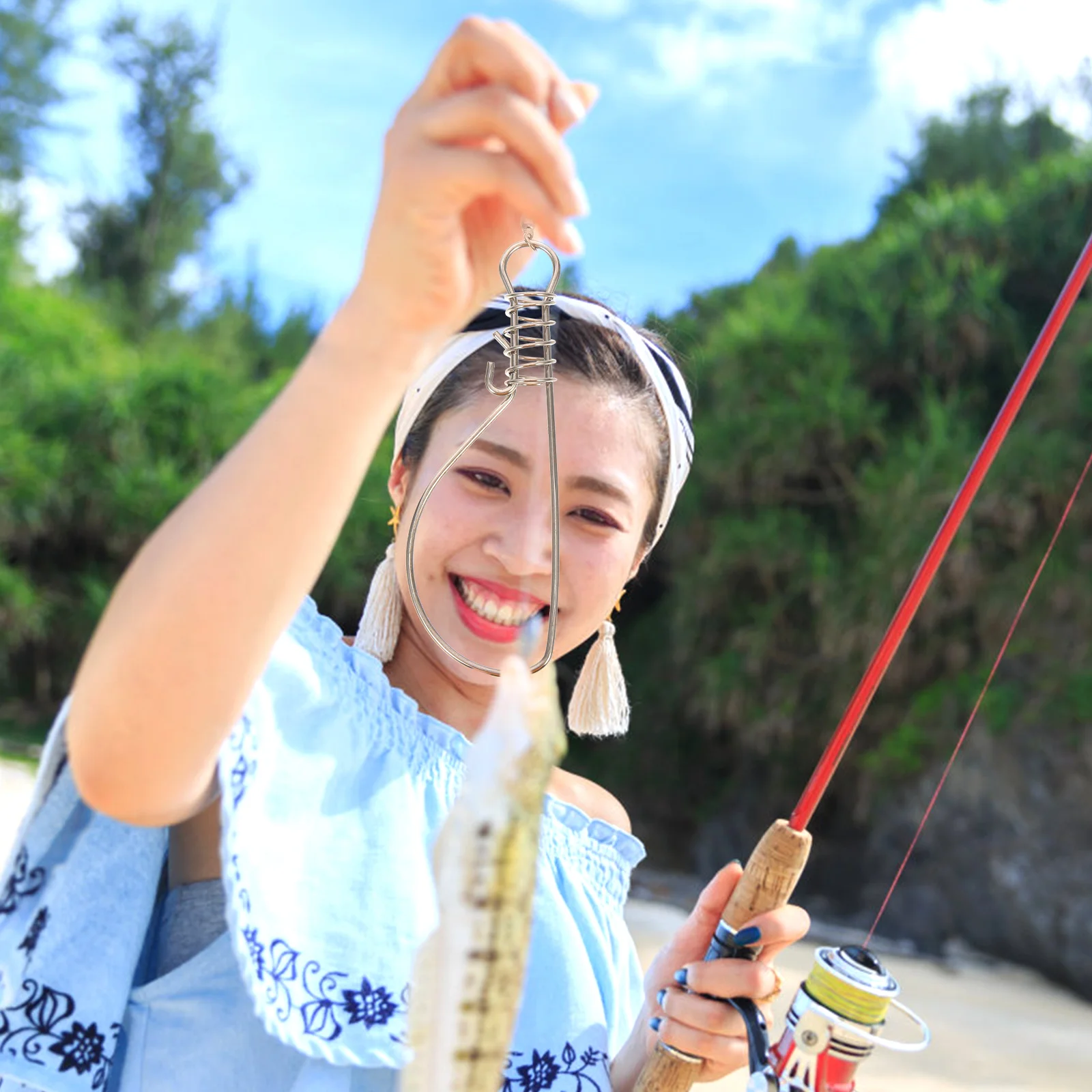

10pcs Stainless Steel Fish Buckle Durable Live Hook Portable Fishing Accessories Reusable Lures Lock Gear Outdoor