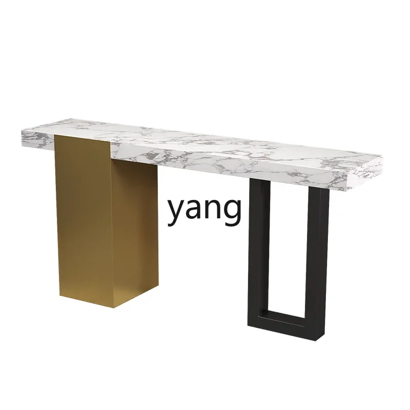 LMMMItalian light luxury rock slab entrance table ultra-narrow entrance platform corridor art plan end view platform