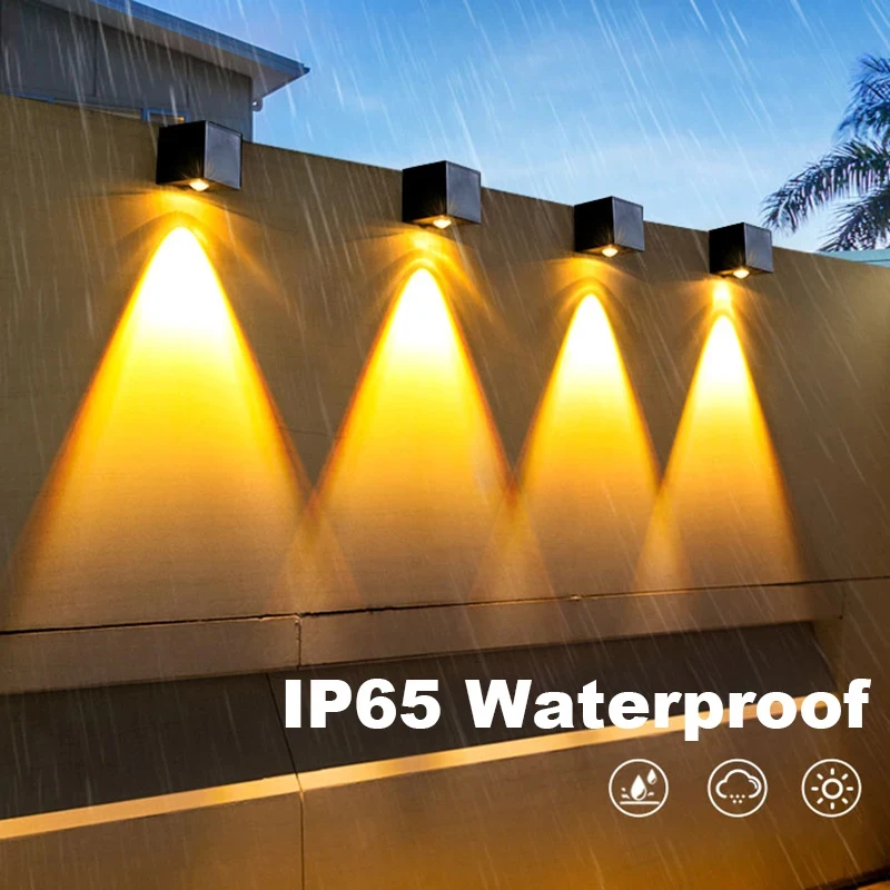 Imagem -03 - Luzes Solares da Varanda Led Iluminação ao ar Livre Ip65 à Prova Dip65 Água Lâmpada de Parede Jardim Escadas Varanda Pátio Decoração Lâmpadas Peças