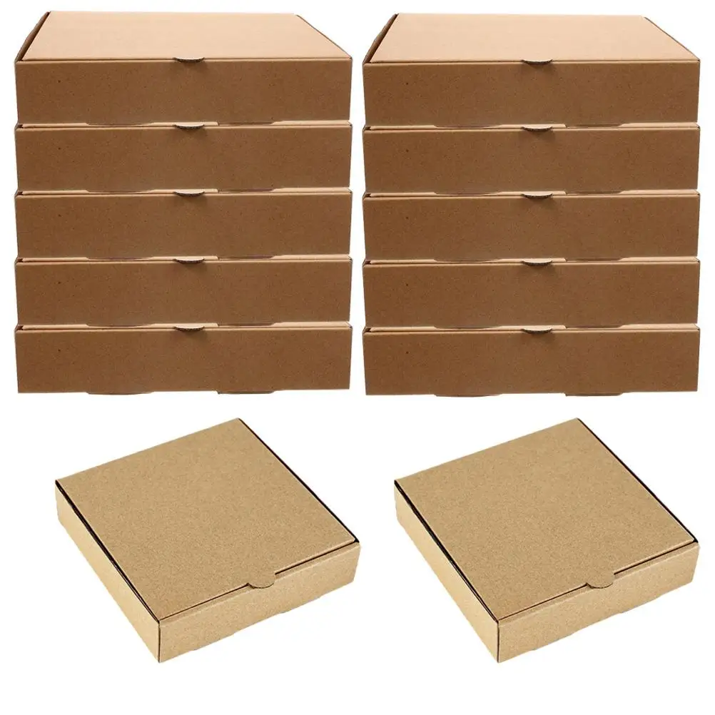 12 Pcs Mini Pizza Box Paper Trays Multi-function Boxes Biscuit Take Out Container Wrapping Case Small Bakery