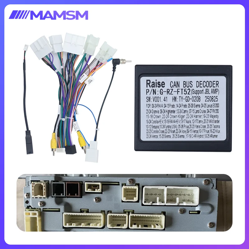 Android Car Radio Power Cable Harness Fit For Toyota Prado/Land/CHR/RAV4/Camry//Corolla 16 Pin Car Radio Cable Canbus Box