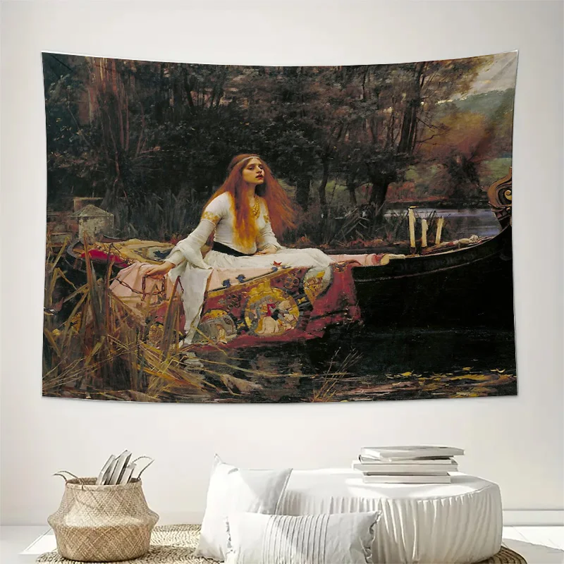 Pre-Raphaelite Tapestry Wall Hanging Gothic Art Decor Victorian Aesthetic Fantasy Landscape Cottagecore Room Decor Mythology Wal