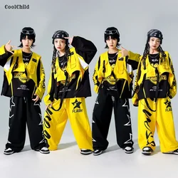 Boys K-pop Sweatshirt Fashion Vest Sweatpants Girls Hip Hop Joggers Pants Costumes Child Streetwear Kids Jazz Dance Clothes Sets