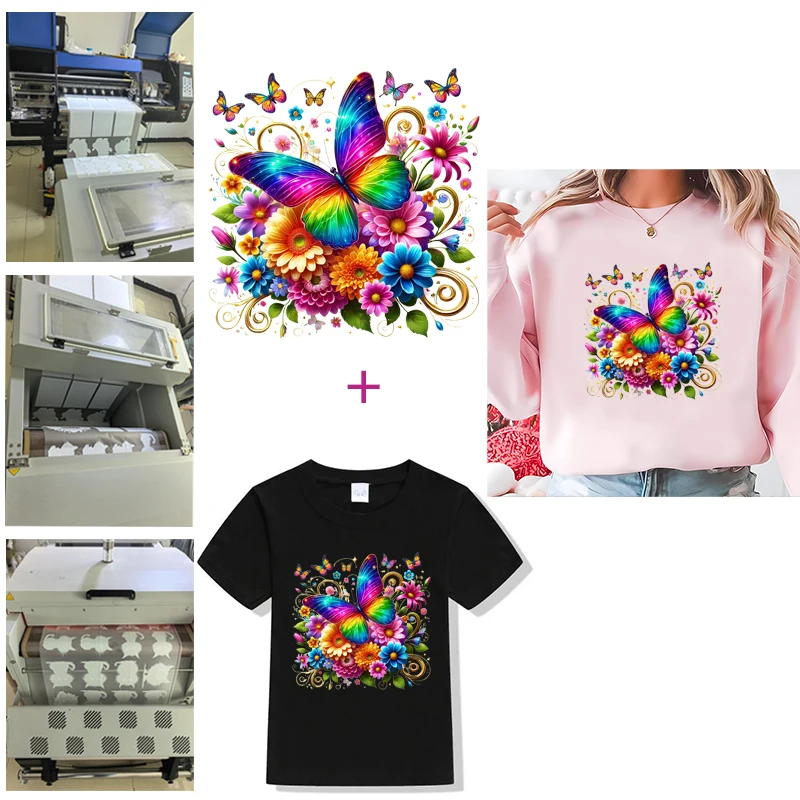 Medium Size Butterfly Sticker On Clothes For Girl Dresses Decals Patches Washable Thermal Press Hoodies Tops Vinyl Diy Patch