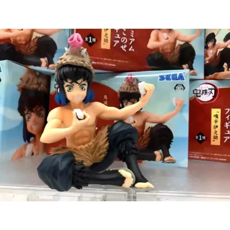 Original SEGA SPM Demon Slayer Hashibira Inosuke sentado y comiendo bolas de arroz Ver PVC Anime figuras de tapón de fideos