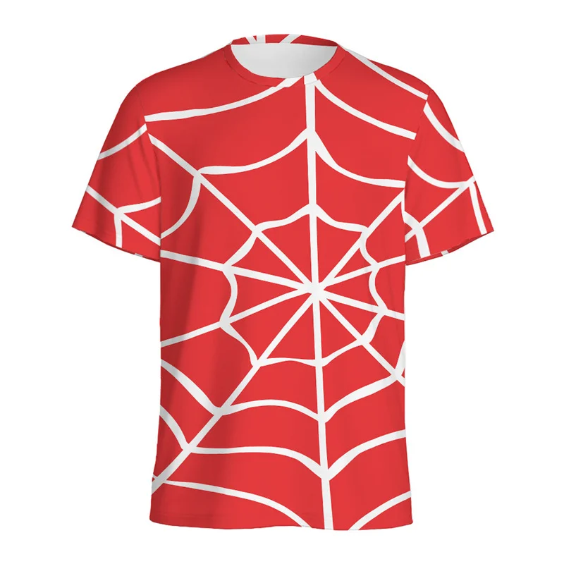 Halloween Spider Web Graphic T-shirt For Men 3D Printed Cobweb T Shirts Summer Casual Street Short Sleeves Round Neck Tees