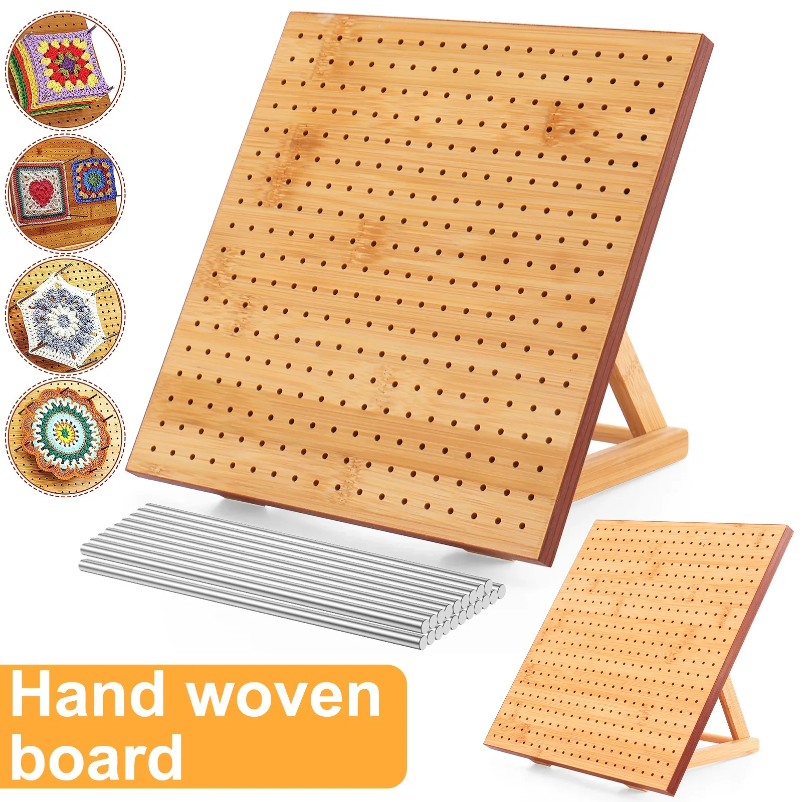 

9.8/11.4inch Crochet Blocking Board Bamboo Wooden Blocking Board with Adjustable Stand Reusable Granny Square Blocking Board
