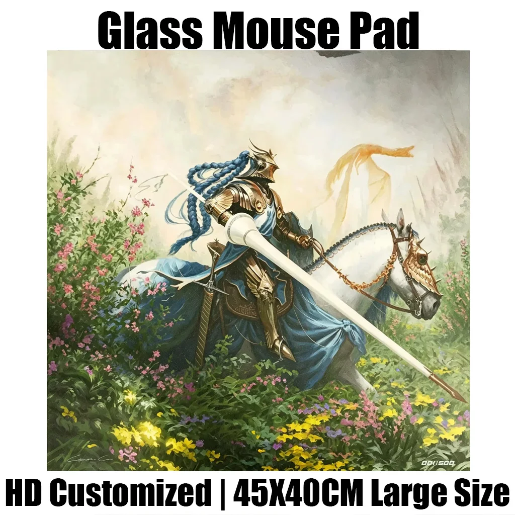 Dark Anime The Return Knight Glass Mouse Pad Gaming Reproduced Upgrade Coated Smooth Surface Custom Gamer FPS Gaming Desk Mat