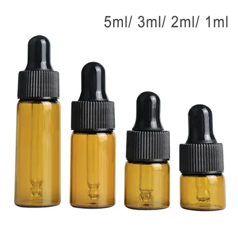 여행용 휴대용 에센셜 오일 유리 향수, 리필 가능 눈 빈 스포이드 병 용기, 1 ml, 2 ml, 3 ml, 5 ml, 50 PCs, 100PCs