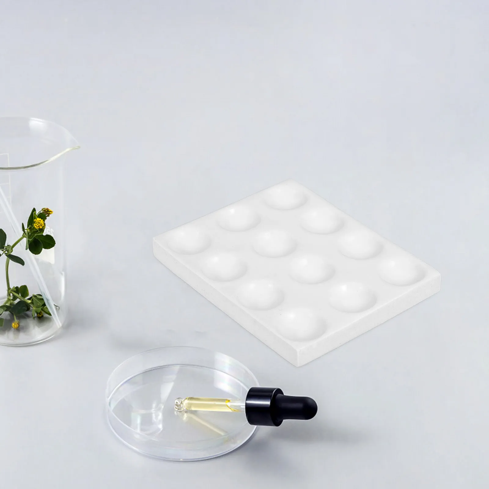 Porcelain Spot Reaction Plate 12 Holes Ceramic Spot Plate for Laboratory Chemical Experiment Scientific Testing Reactions