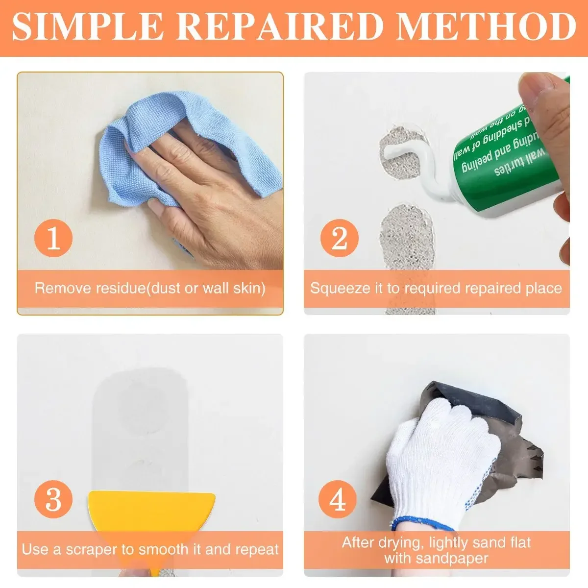 New Hot Sale Wall Mending Agent 100g Wall Repair Cream with Scraper Paint Valid Mouldproof Quick-Drying Patch Restore