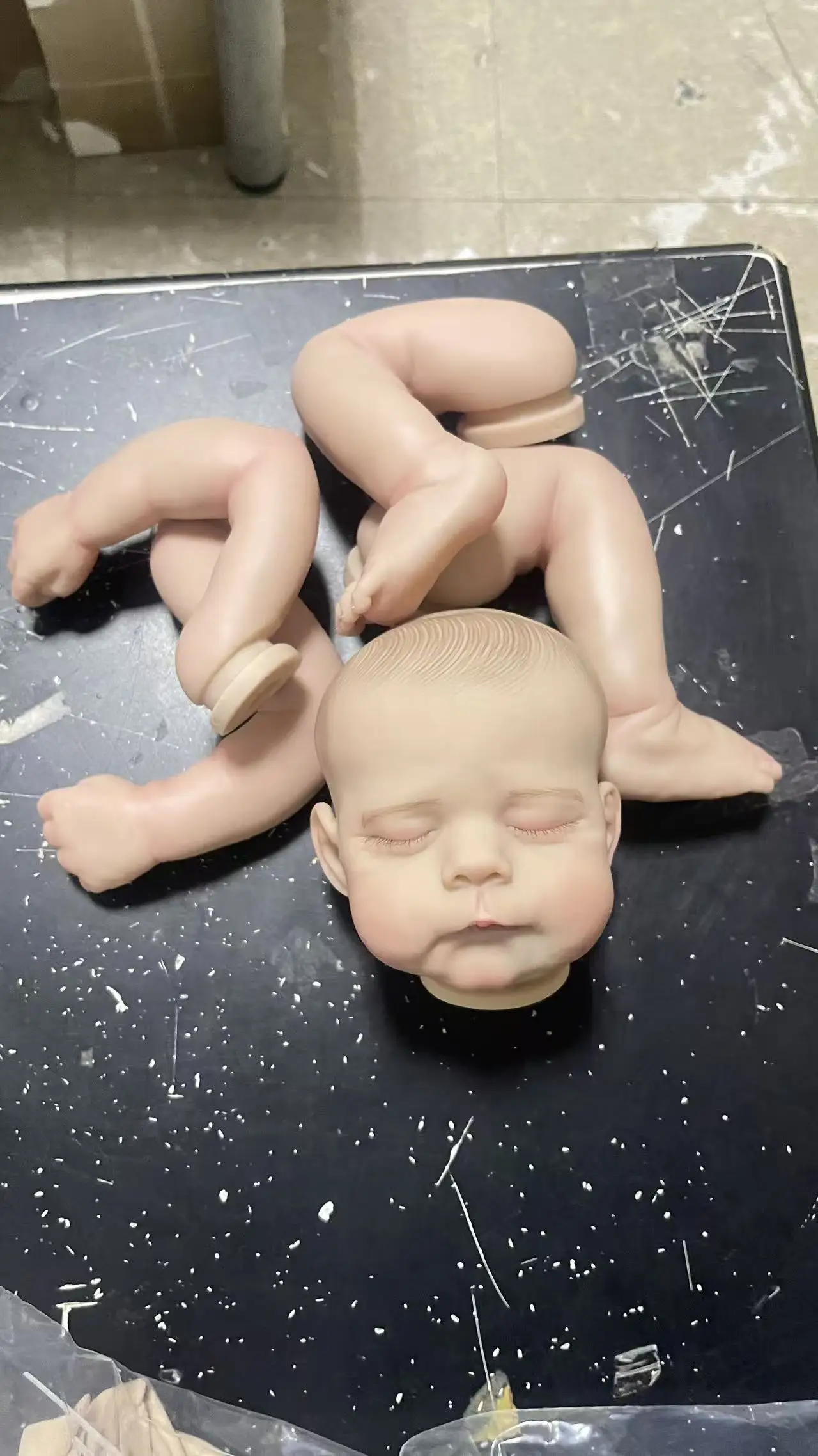 NPK-Muñeca sin terminar de 18 pulgadas, piezas de bricolaje con pelo rizado, Kit de muñeco realista, bebé ya pintado