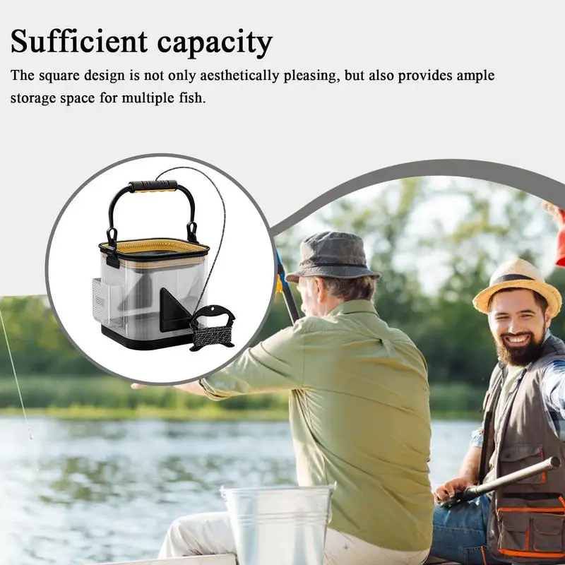 

Bait Bucket Transparent Ice Fishing Bucket Foldable EVA Fish Basket Container Portable Angler Accessories Camping Storage For