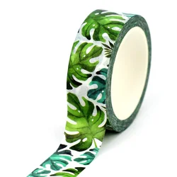 Ruban adhésif de masquage Washi pour scrapbooking et journalisation, feuilles de palmier tropicales décoratives, ruban adhésif bricolage, papeterie mignonne, nouveau, 1PC, 10M