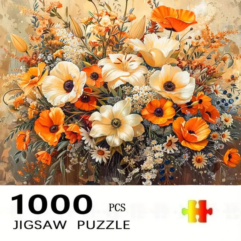 Jigsaw Puzzle 1000 Pieces Flower Scenery Painting Paper Puzzle for Adults,  Relaxing Game, Christmas & Birthday Gift