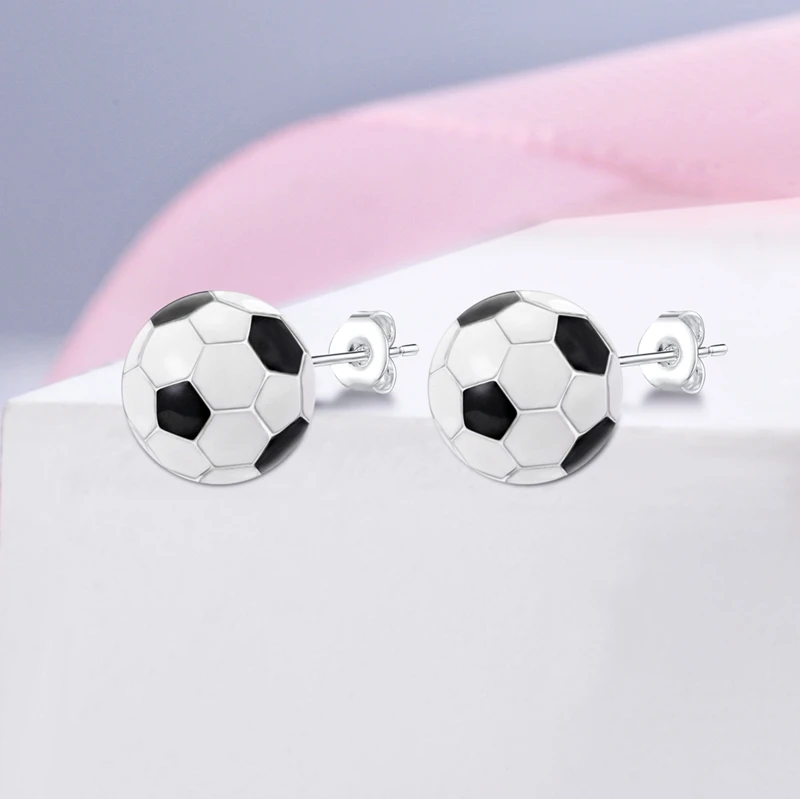 925 Sterling Silver Interest Sports Series Stud Earrings Zircon For Women Exquisite Daily Wear Jewelry Accessories Party Gifts