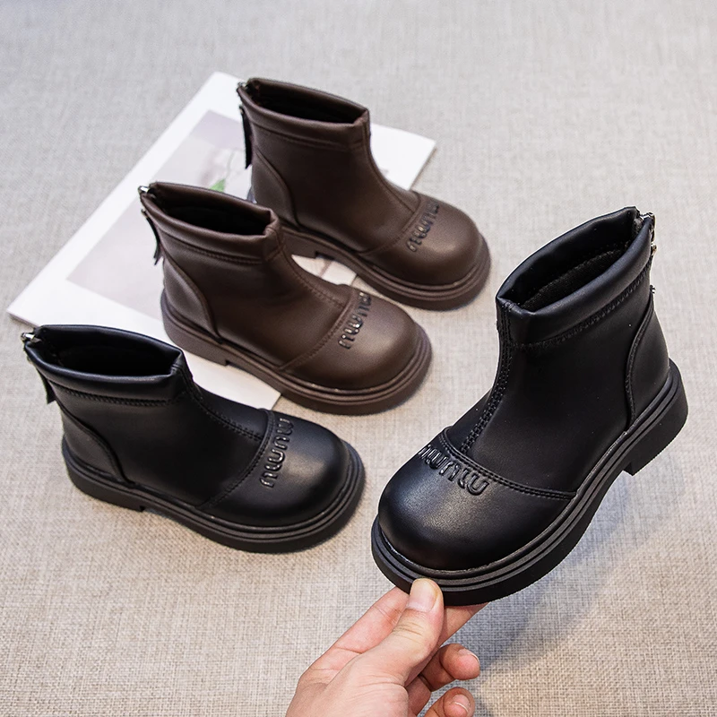 

Children's Boots 2025 Autumn Fashion New Anti Slip Soft Sole Kids Short Boots Girls Zipper Platform High Top Boots Size 26-36