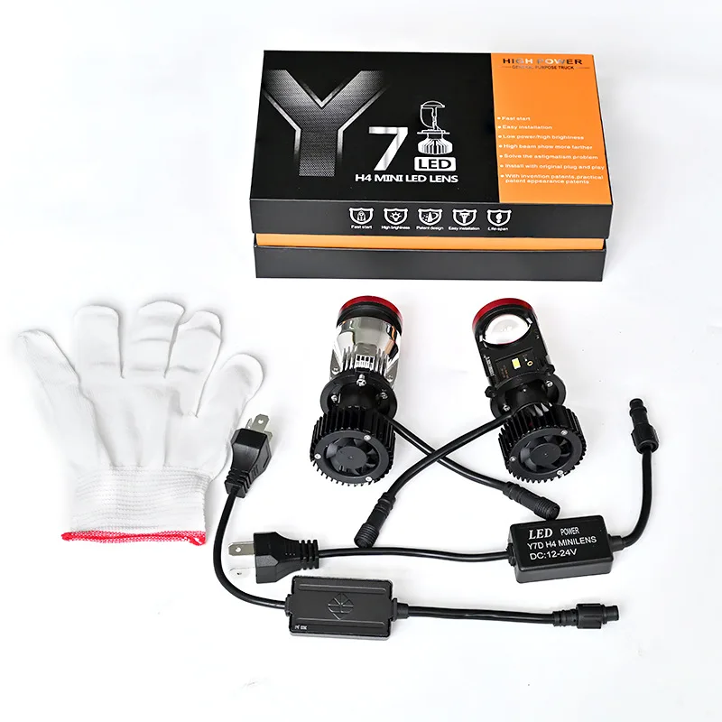 Y7D Y8 Y6D LED المصابيح الأمامية للسيارة H4 ثنائية شعاع العارض 12 فولت 24 فولت دراجة نارية اكسسوارات السيارات مع ضوء عدسة اختراق قوي #4