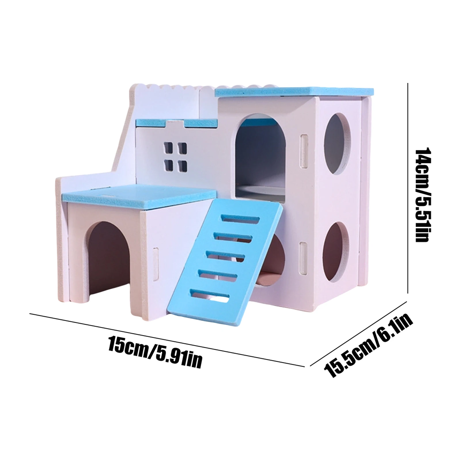 Hamster-Haus Spielzeug Kleintier-Versteck Hamster-Holzhaus 2 Ebenen Mit Leiter-Design Holzhütte Spielzeug – Detail 9