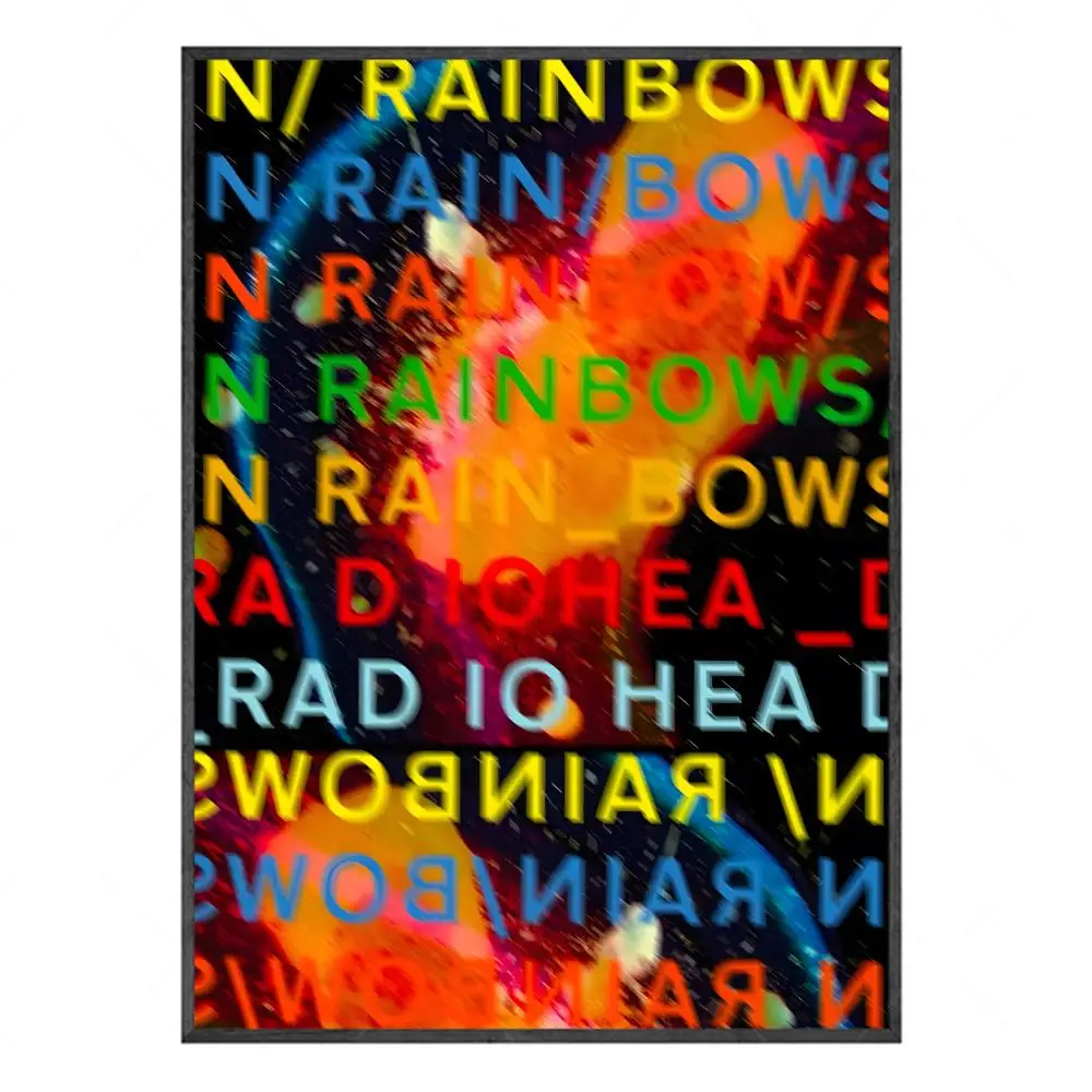 R-Radiohead Band Rainbow Painting Calligraphy Poster Print Modern Decor Room Home Decor Canvas Art Pictures Home For Living Room