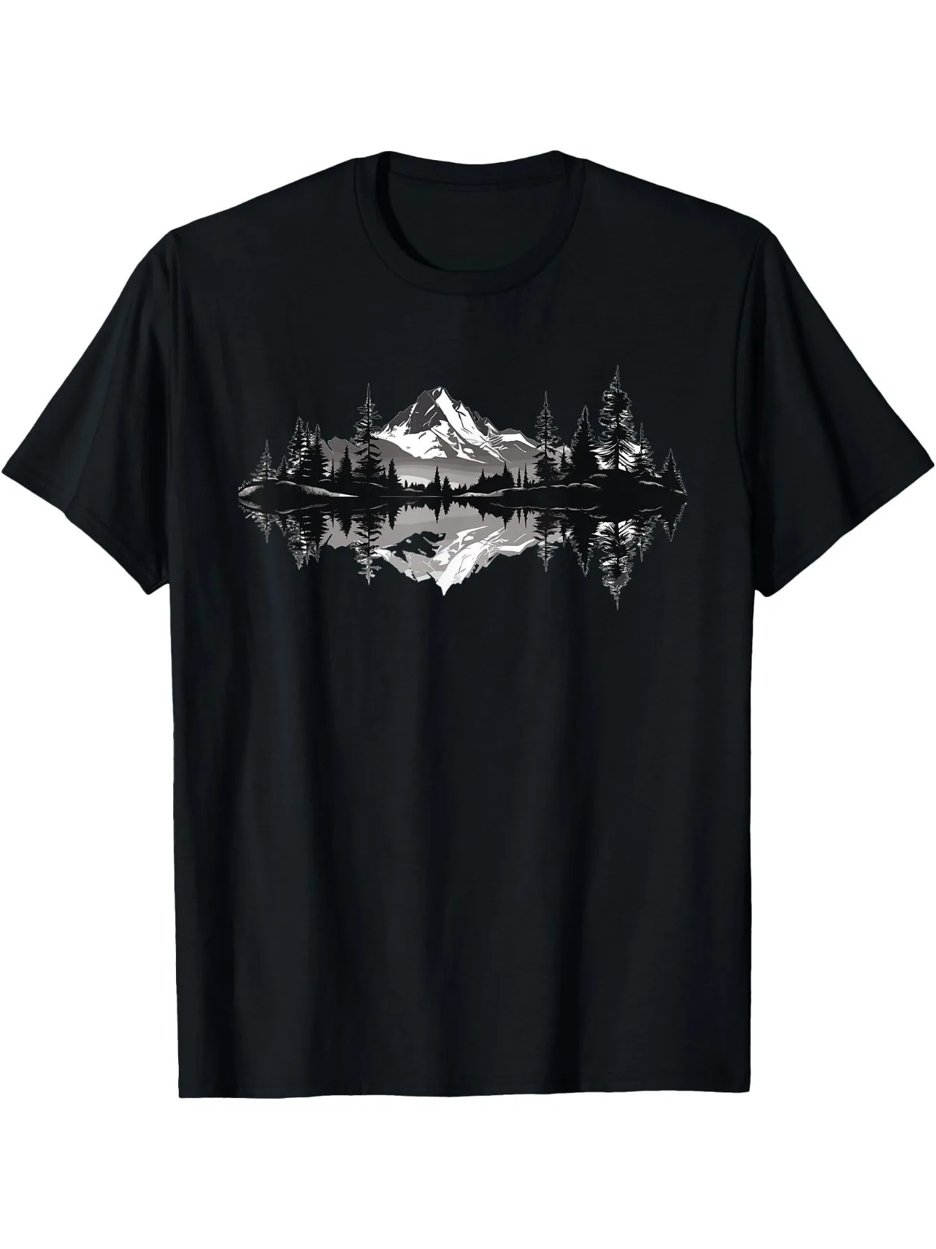 Berglandschaft, Reflexion, Wald, Bäume, Outdoor, Wildtiere, T-Shirt