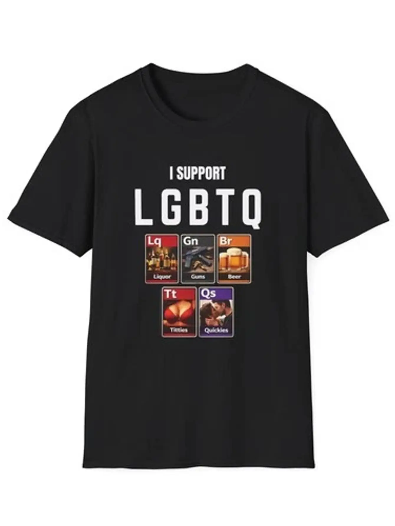 I Support LGBTQ T-Shirt Adult Funny Meme Graphic Short Sleeve Men's T-shirts for Summer Unisex All-Season