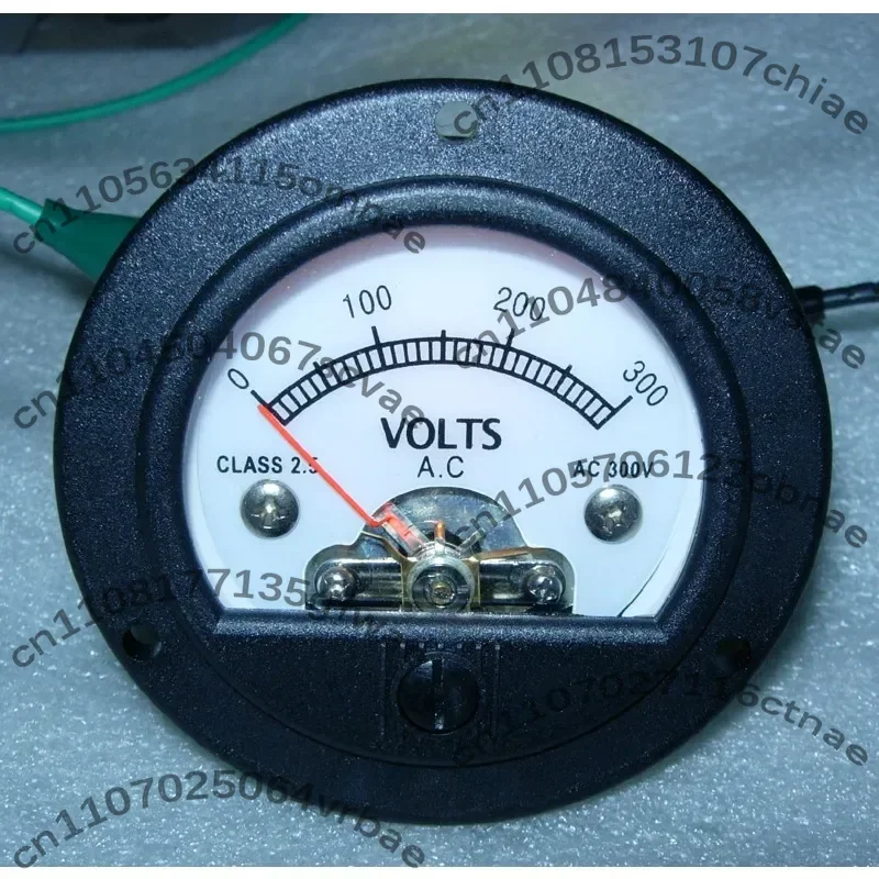 S52 Round Black Pointer Meter 220V-300V AC Voltmeter Retro Design Yellow Backlight Analog Voltage Gauge