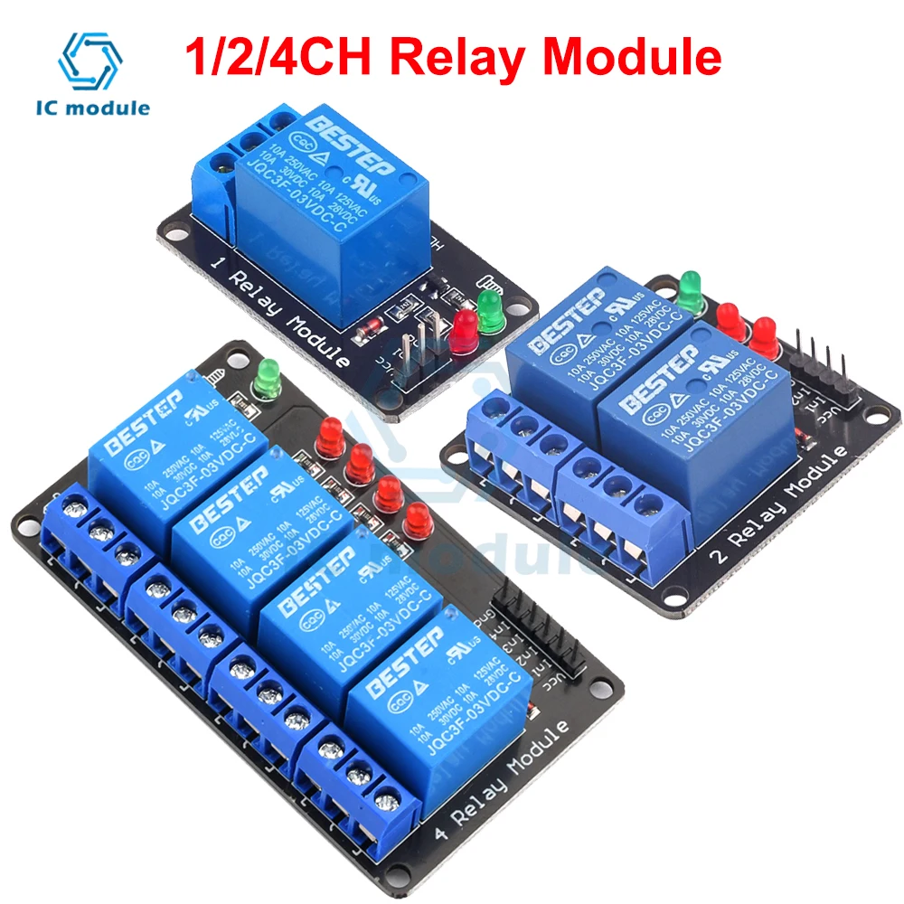 1PCS 1/2/4 Channel 3V Relay Module Board Low Level Trigger Relay Output Relay Module with LED Indicator 1CH 2CH 4CH