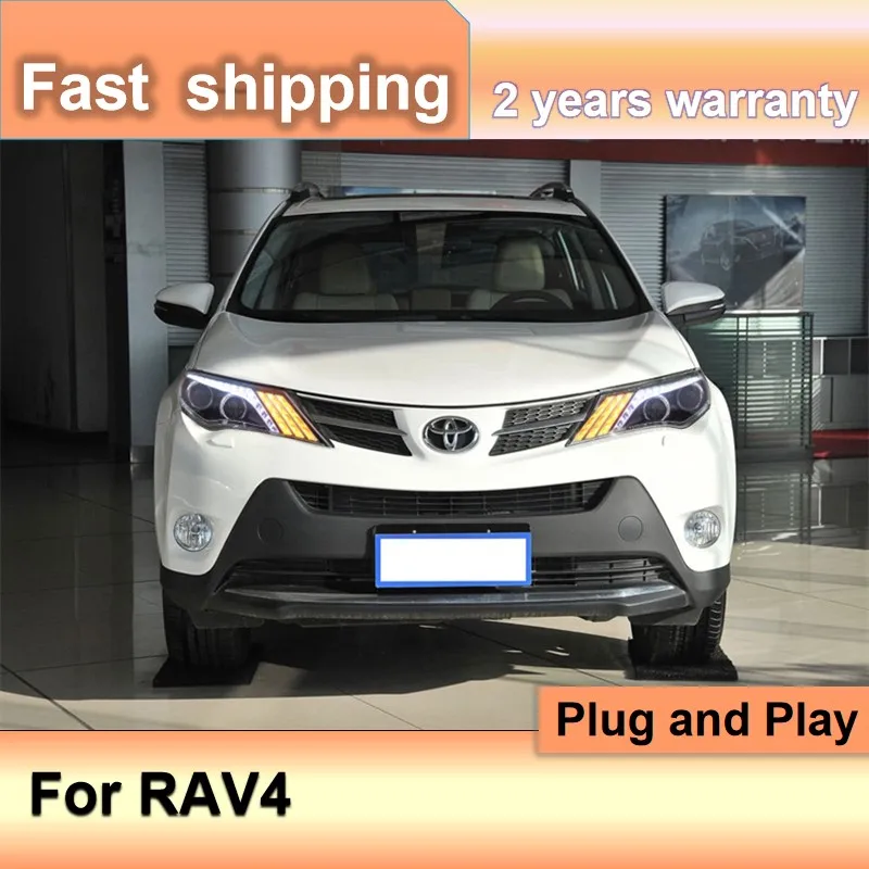اكسسوارات السيارات لتويوتا RAV4 المصباح 2014-2015 RAV4 كشافات DRL بدوره إشارة منخفضة عالية شعاع العارض عدسة #2