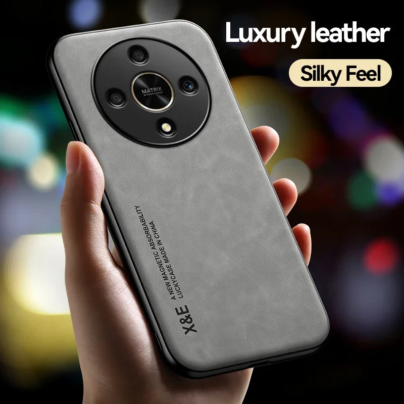 Luxury  Leather Magnetic PU Shockproof Case For Honor X9B Covers With Metal Plate For Honor X9A HonorX9B Back Cover